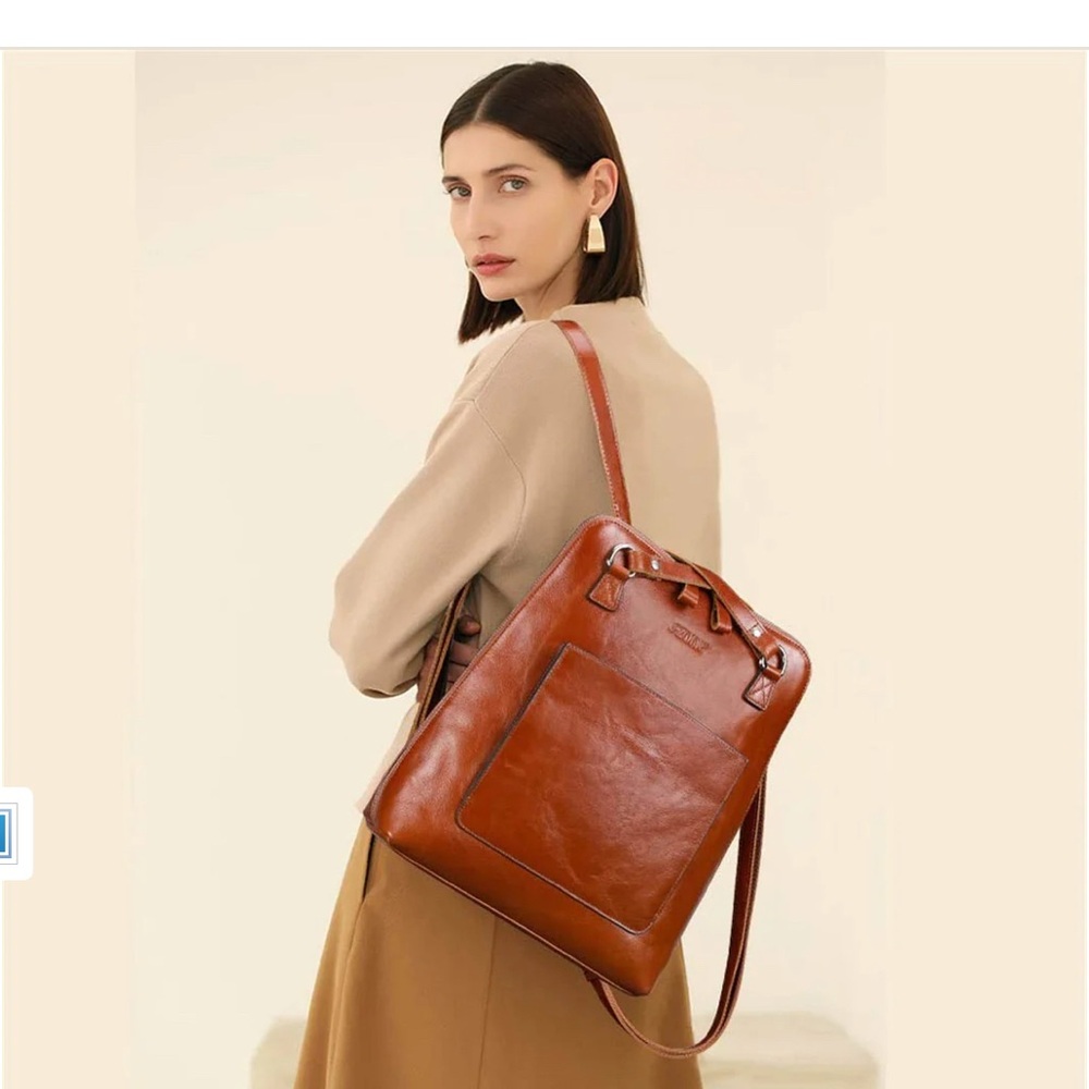 Elegant Brown Leather Backpack